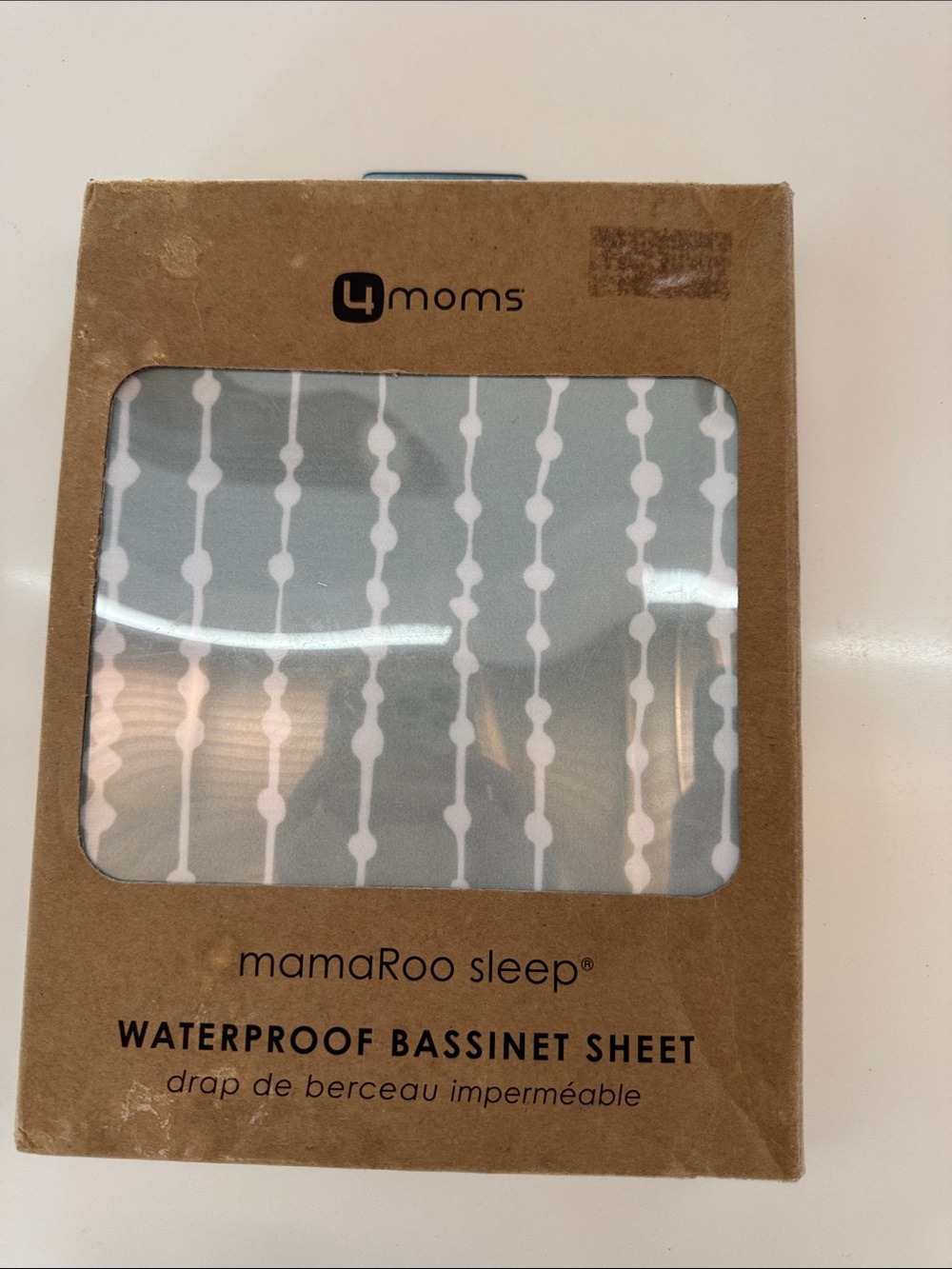 4moms mamaRoo Sleep Waterproof Bassinet Sheet - Gray with White Dot-Stripe